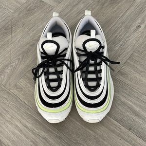 Size 9.5 Womens Nike Air Max 97 lime green black and white